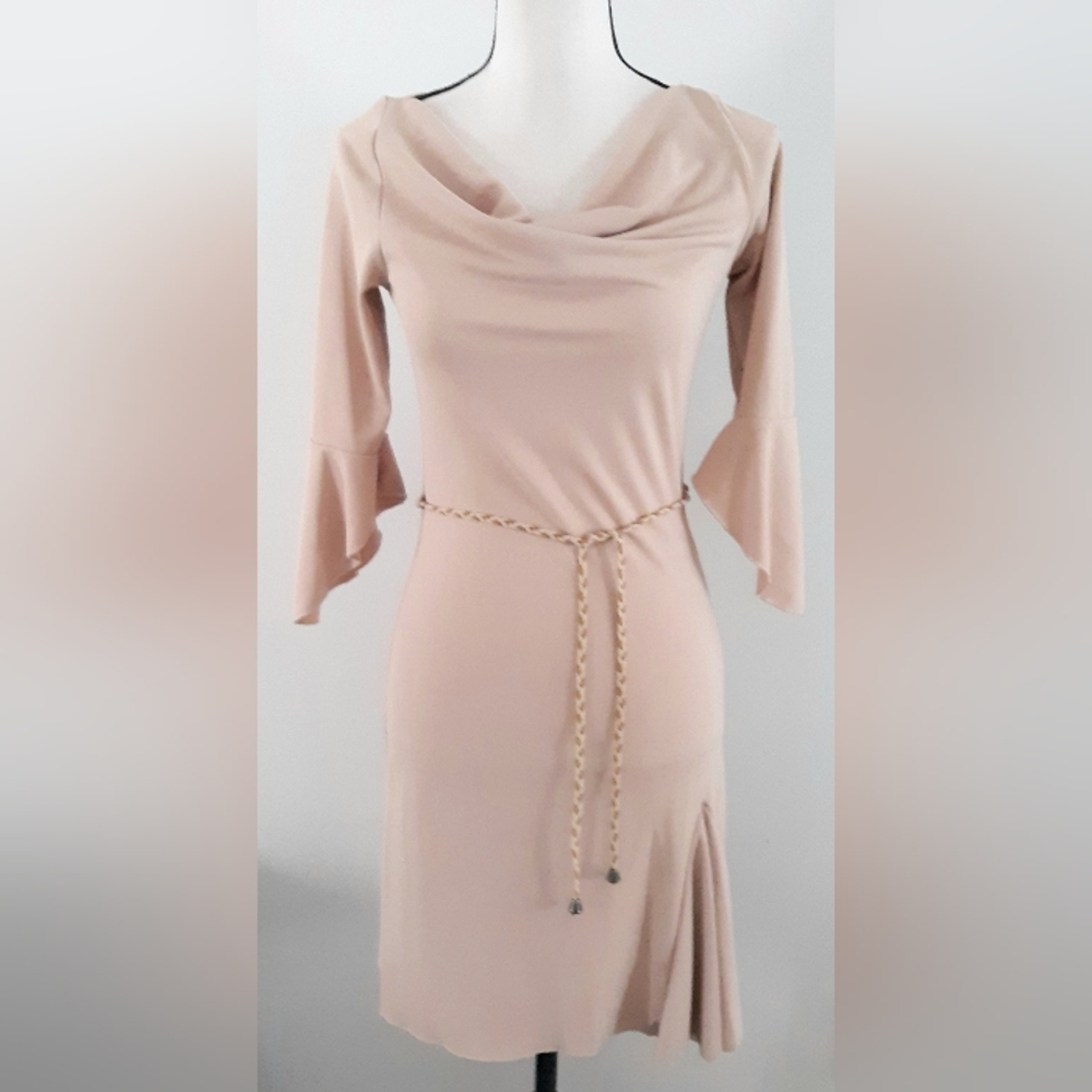 Vintage Blush Pink Mini Dress with Cowl Neck